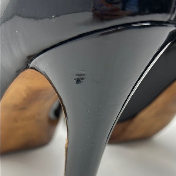 GUCCI Black Patent Leather Peep Toe Pumps Tom Ford Era Horsebit, Size 9B 0062 - Picture 11 of 16